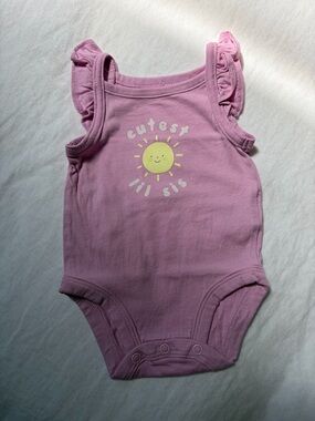 NWOT Pink 'Cutest Lil Sis' Ruffle Shoulder One-Piece Bodysuit